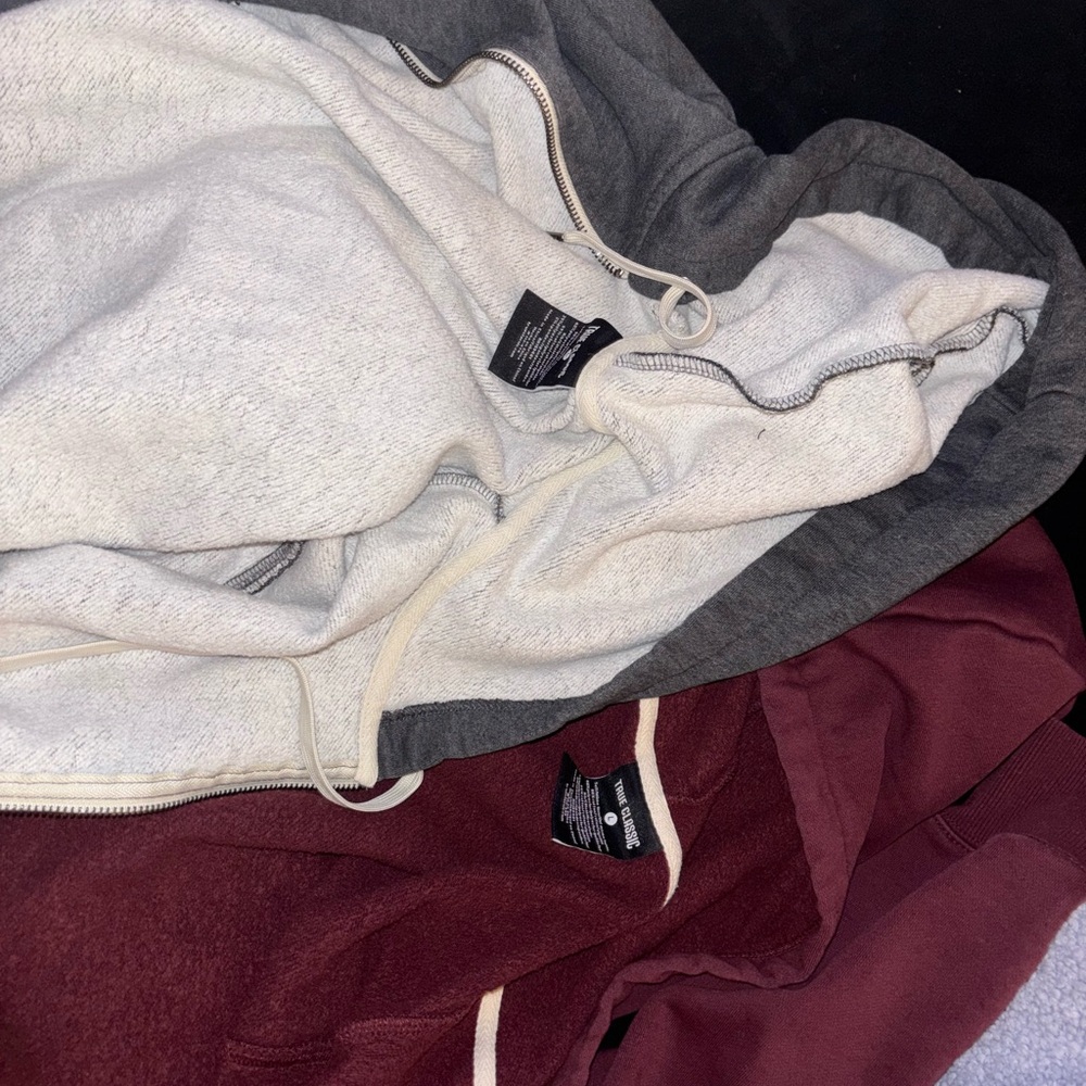 Gray and Maroon Men's Hoodie